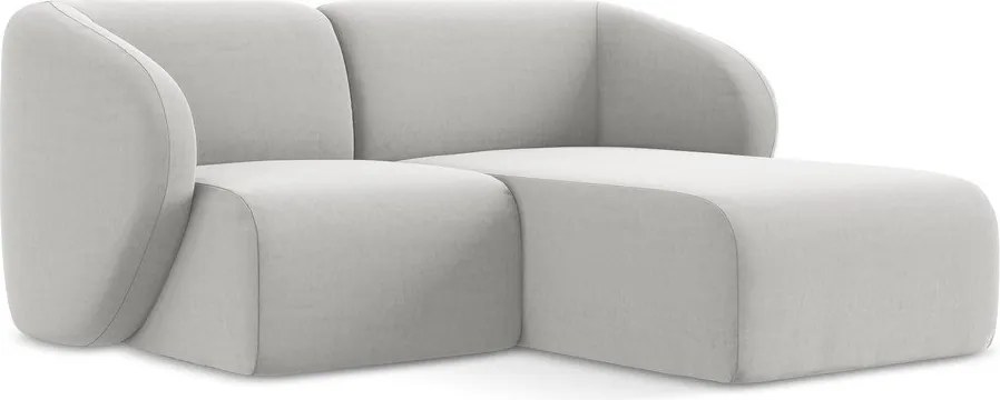 Colțar gri deschis cu tapițerie din catifea (cu colț pe partea dreaptă/cu șezlong) Lani – Makamii