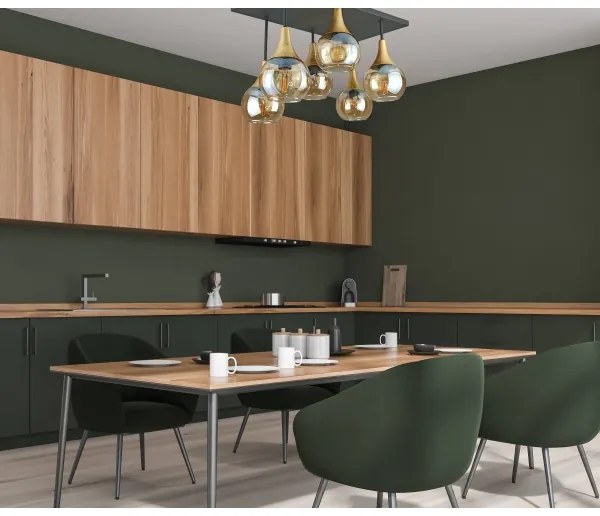 Lustră aplicată SOMA 6xE27/60W/230V negru/auriu/bej fumuriu