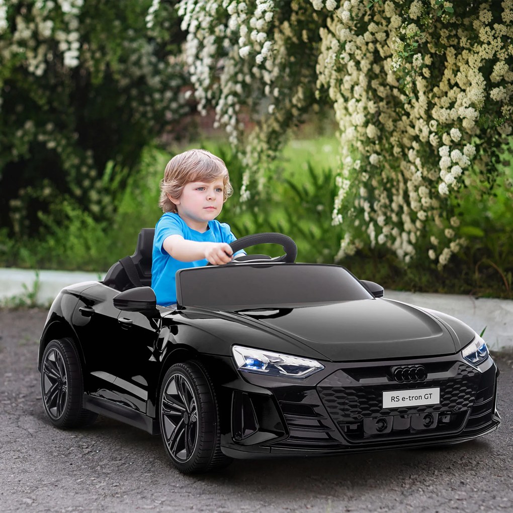 HOMCOM Mașină Electrică pentru Copii 3-5 Ani, Audi Neagră, Jucărie Interactivă cu Baterie pentru Copii | Aosom Romania