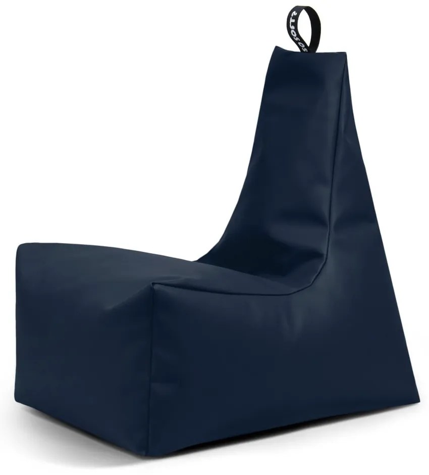 Fotoliu bean bag albastru închis cu tapițerie din imitație de piele Icy L – So Soft?