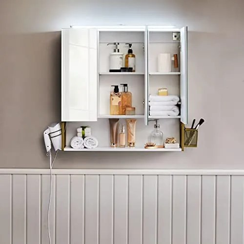 Dulap de depozitare pentru lavoar, Vasagle, Auriu, 70x16x70 cm