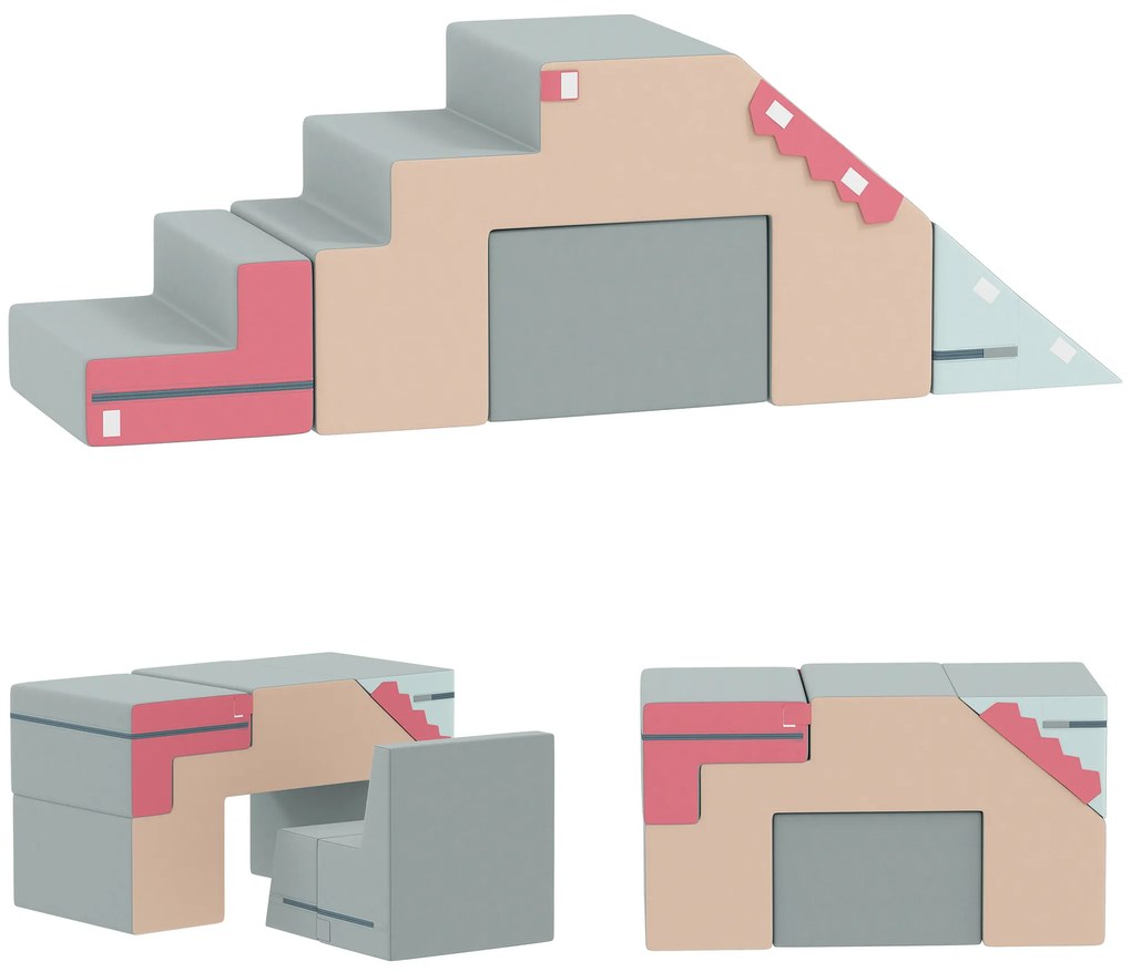 AIYAPLAY Set de 2 blocuri moi pentru copii mici, piele artificială, spumă, pentru cățărare, construcție, joacă, colorat | Aosom Romania