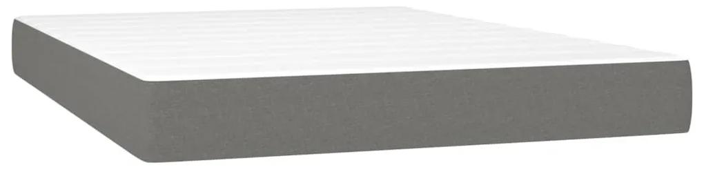 Pat box spring cu saltea, gri inchis, 140x190 cm, textil Morke gra, 140 x 190 cm, Cu blocuri patrate