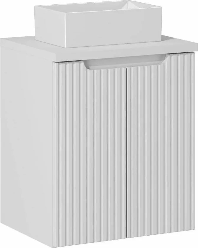 Set dulap baza suspendat 50 cm cu blat si lavoar Comad Nova alb