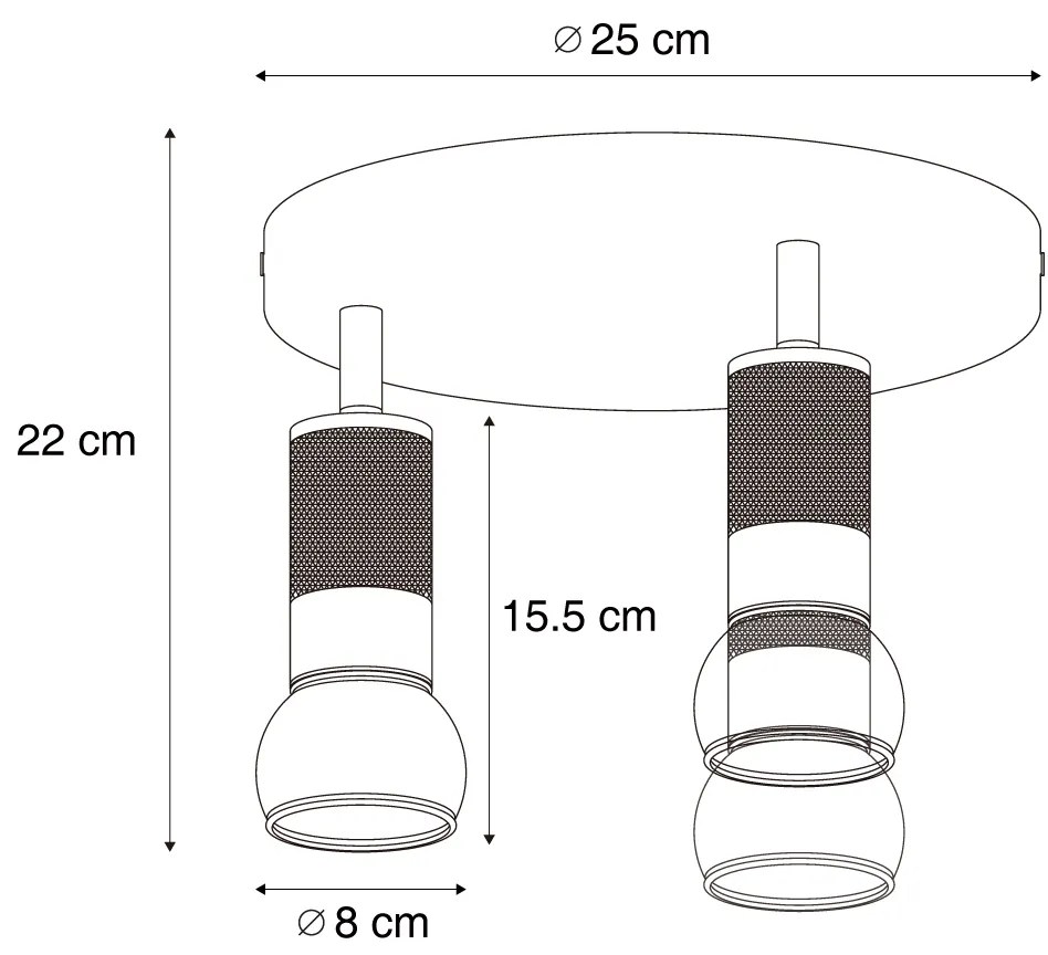 Spot rotund de plafon bronz închis, rotund, cu 3 lumini, reglabil - Veerle