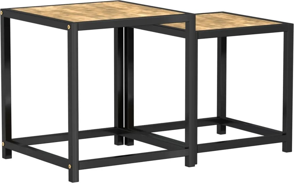 vidaXL Mese de ceai, 2 buc., negru și galben, MDF