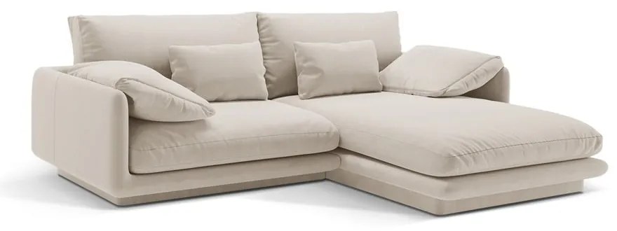 Colțar alb cu tapițerie din catifea (cu colț pe partea dreaptă/cu șezlong) Torino – Micadoni