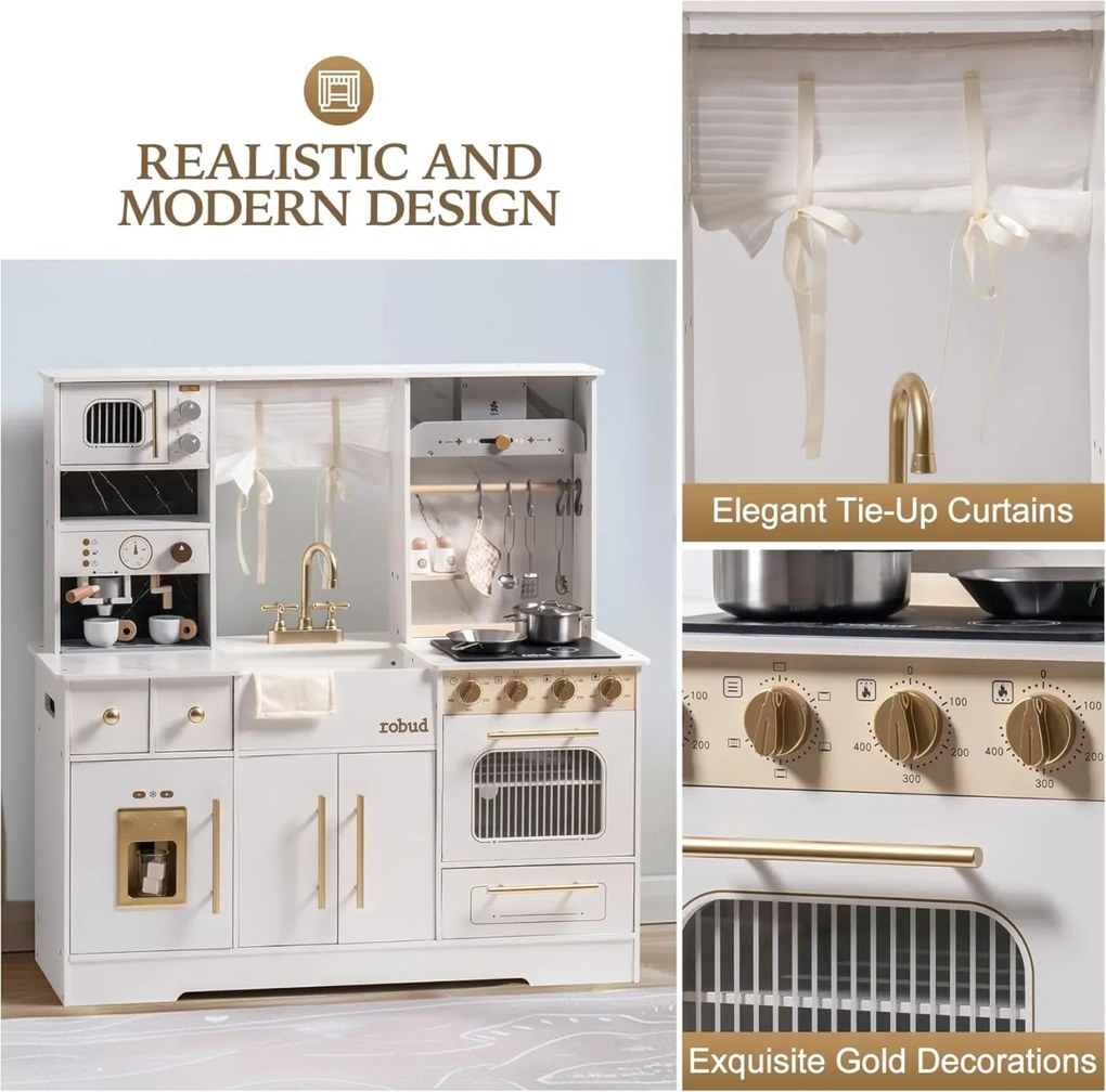 Bucatarie copii din lemn moderna alba