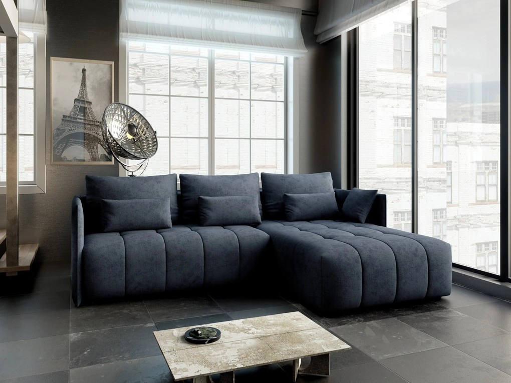 Colțar extensibil dumonde cu ladă de depozitare si sezut confortabil din spuma high-density, Malta Enjoy Antracit II 235x185 cm