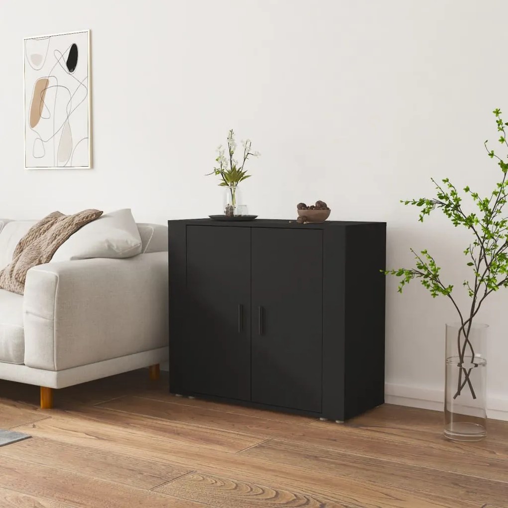 vidaXL Dulap, negru, 80x33x70 cm, lemn prelucrat