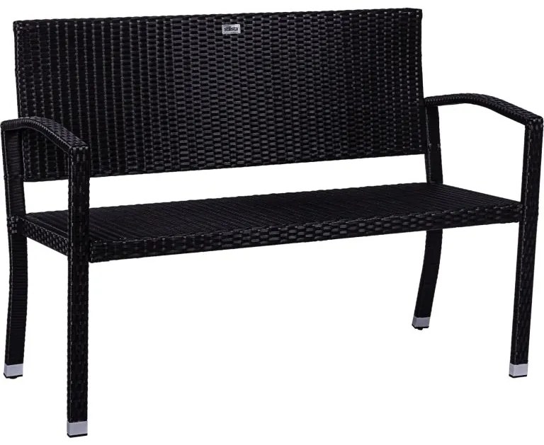 STILISTA Bancă de grădină din poliratan, 122 x 52 cm, negru