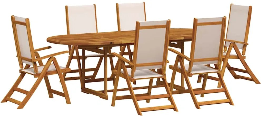 vidaXL Set mobilier de grădină, 7 piese, lemn masiv acacia/textilenă