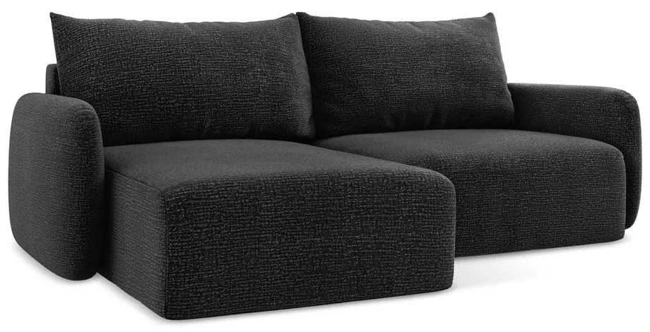 Colțar negru extensibil/cu spațiu de depozitare (cu colț pe partea stângă) Kalena – Makamii