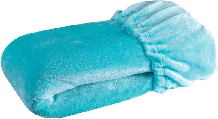 decoDoma Cearceaf cu elastic din micropluş, turcoaz 90 x 200 cm