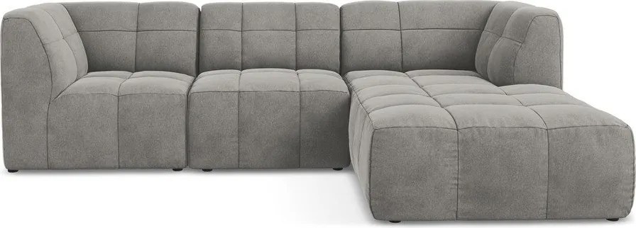 Colțar gri cu tapițerie din catifea (cu colț pe partea dreaptă/cu șezlong) Aloha – Makamii