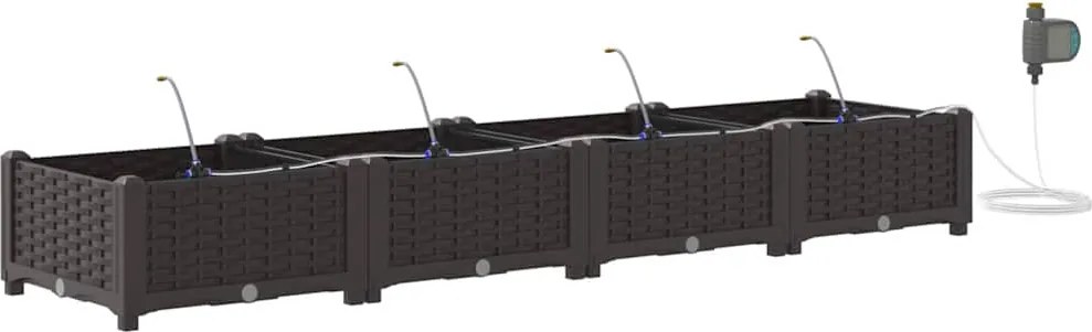 vidaXL Vază pentru Grădină 4 pcs Maro Oțel