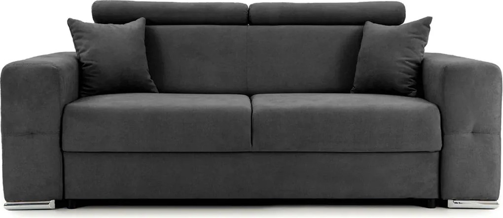 Canapea Fixă 2 locuri BELLAGIO, cu tetiere reglabile, 205x100x100 cm, Gri-Inchis-Enjoy