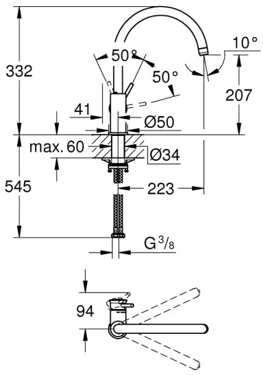 GROHE 31553001 - Baterie pentru chiuvetă START CLASSIC crom lucios
