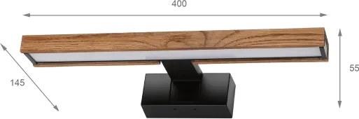 Brilagi-LED Lumină pentru oglindă de baie 3în1 WOODY MIRROR LED/8W/230V 40 cm IP44 negru/stejar