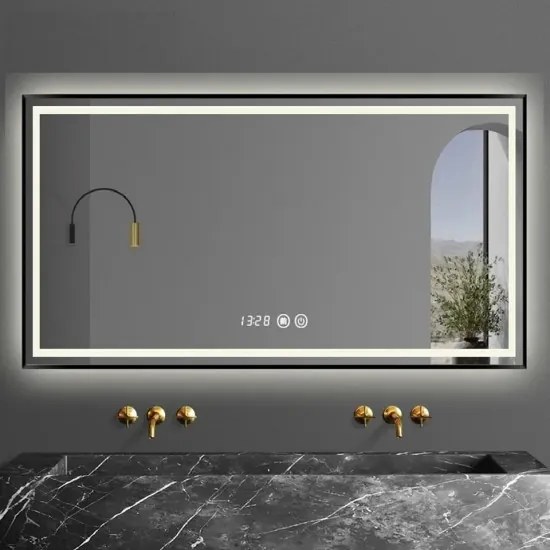 Oglinda Led Si Touch Cu Functie Dezaburire,120X80cm, Elit's, EsnJ45, Rama Neagra