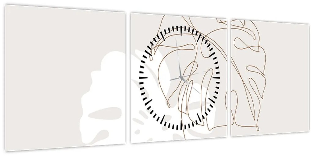 Tablou - Linia de artă monstera N⁰2 (cu ceas) (90x30 cm)