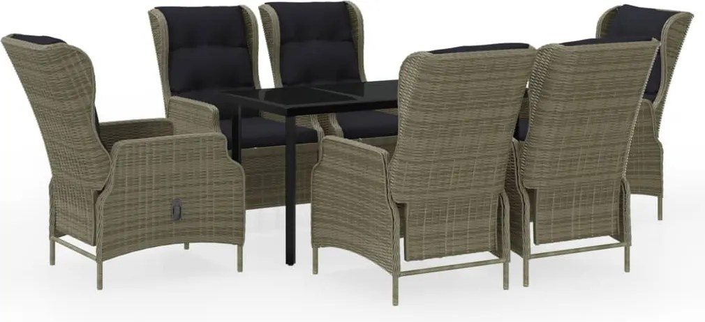 vidaXL Set mobilier pentru grădină, 7 piese, maro