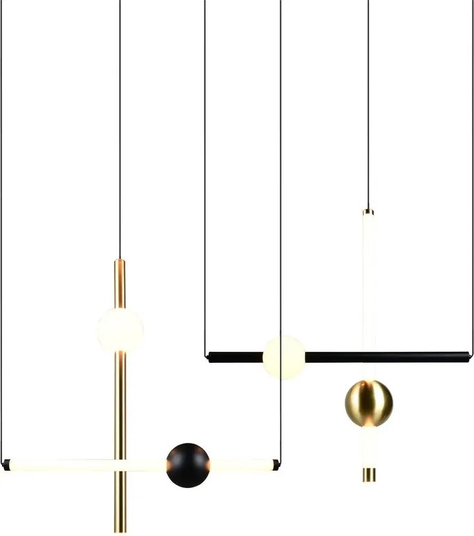 Lustră neagră/aurie LED cu intensitate reglabilă Melita – Trio