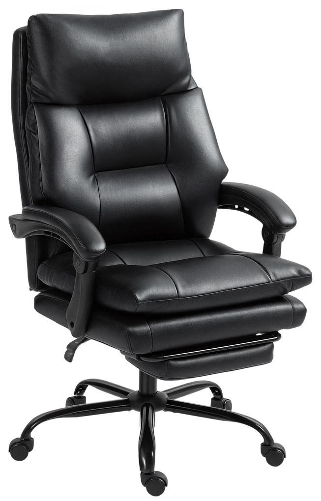 HOMCOM Scaun pentru Birou cu Înălțime Reglabilă și Reclinabil până la 135° Negru | Aosom Romania