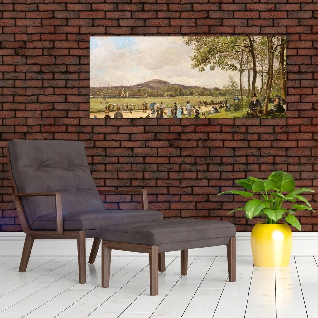 Tablou - French 19th Century, Race Course at Longchamps, reproducere (120x50 cm)