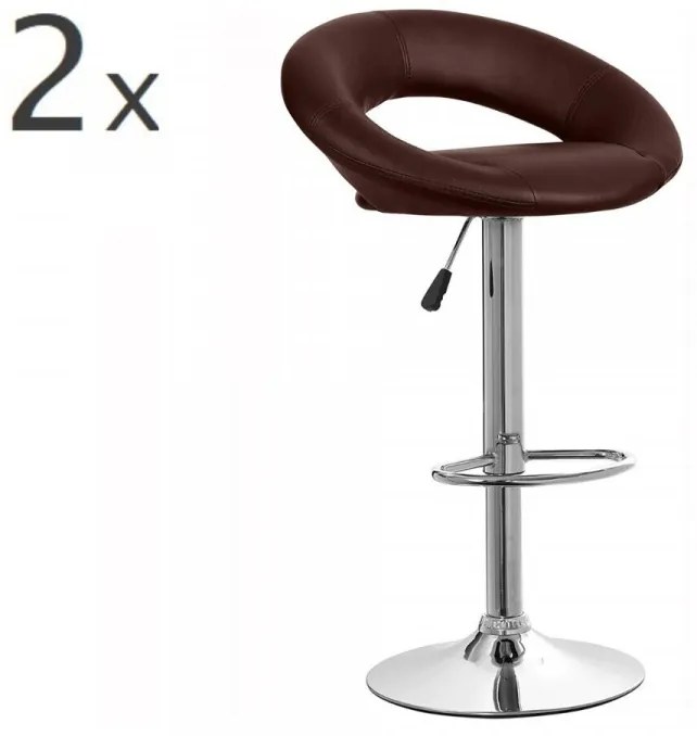 Set 2 scaune bar, Bedora Oval, piele ecologica, maro