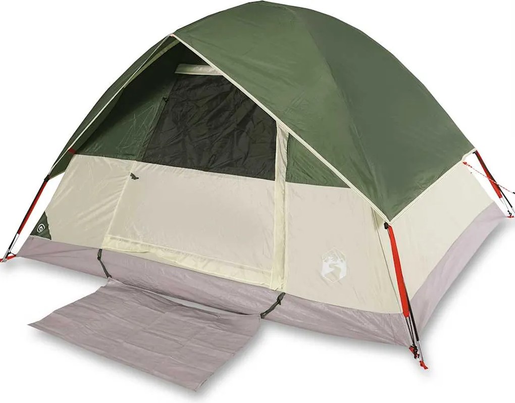 vidaXL Cort de camping cupolă pentru 3 persoane, verde, impermeabil