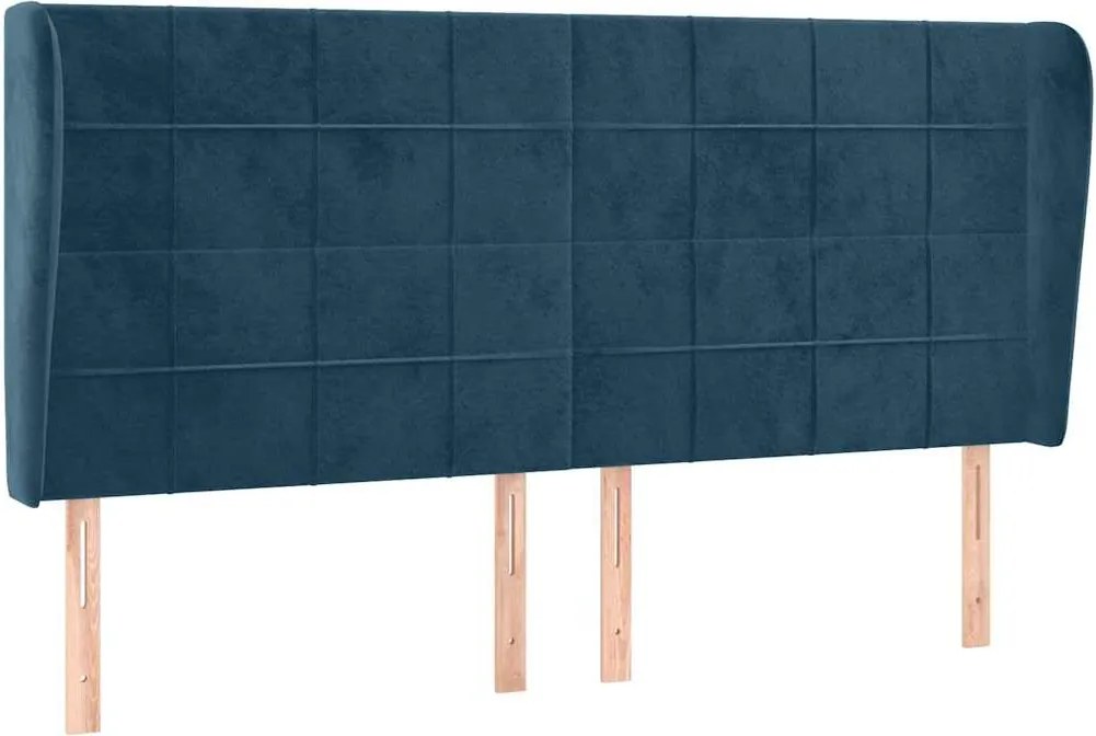 vidaXL Tăblie pat cu urechi albastru închis 183x23x118/128 cm catifea