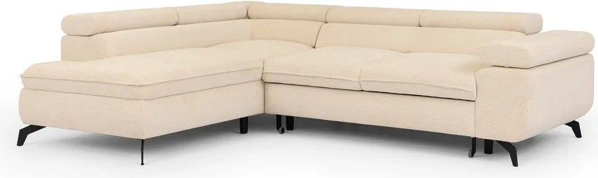 Colțar crem cu tapițerie din chenille (cu colț pe partea stângă/în formă de ”L”) Marbeya – Ropez