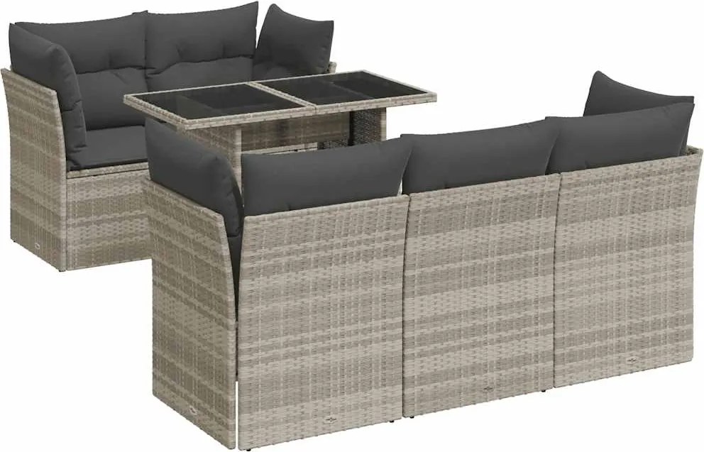 vidaXL Set canapele de grădină cu perne, 6 piese gri deschis poliratan