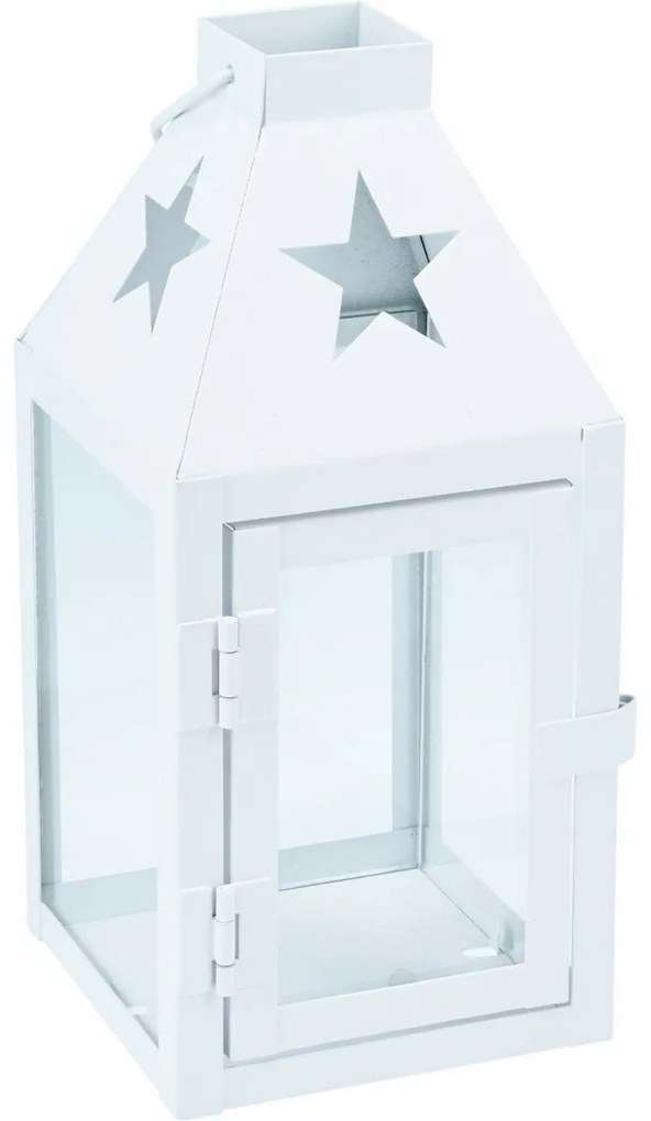 Felinar de metal Hey stea alb, 8 x 8 x 17 cm