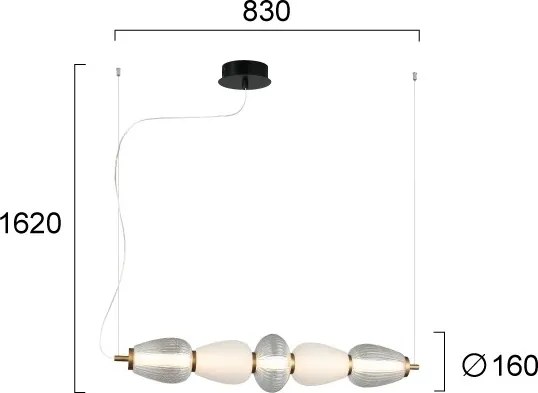 Lustră LED pe cablu SHINY LED/23W/230V albă/aurie