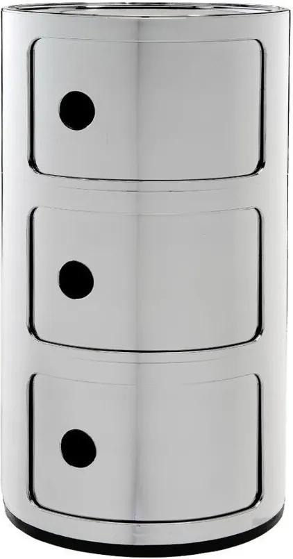 Comoda modulara Kartell Componibile 3 design Anna Castelli Ferrieri, crom metalizat