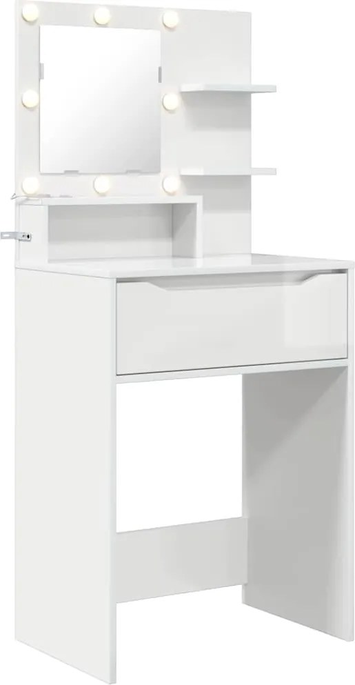 vidaXL Mese de toaletă pentru dormitor Alb lucios 80 x 39,6 x 135 cm