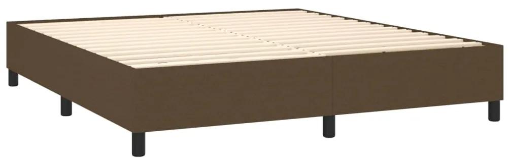 Pat box spring cu saltea, maro inchis, 160x200 cm, textil Maro inchis, 160 x 200 cm, Design cu nasturi