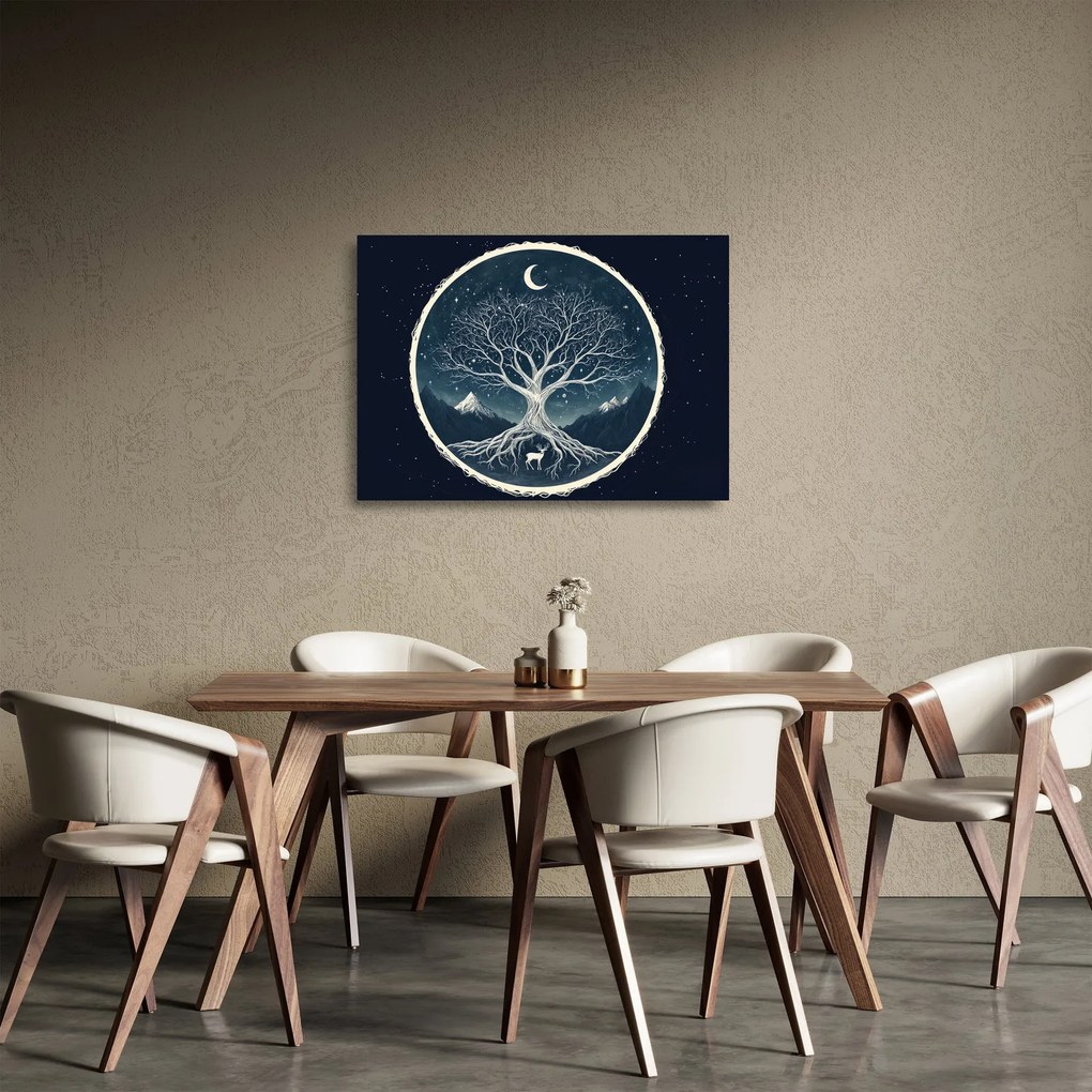 Tablou pe sticlă – Arbore magic cu cerb II. (70x50 cm)