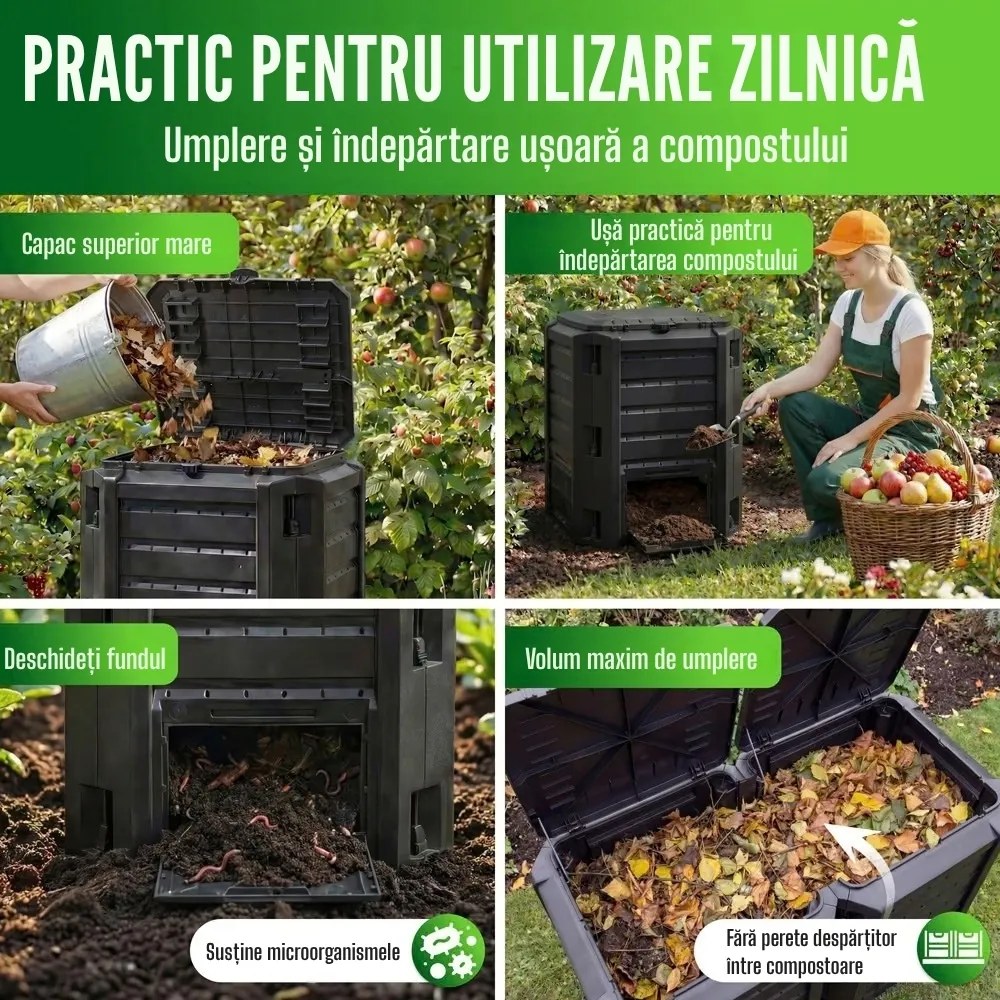 Compostor de grădină - Compogreen 800 l, negru Prosperplast