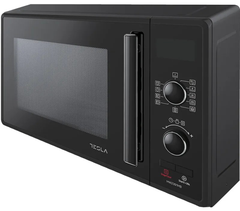 Cuptor cu microunde Tesla MW2391MB, 23 litri, 900W, Gratar, Dezghetare, Control digital, 5 trepte de putere, Negru