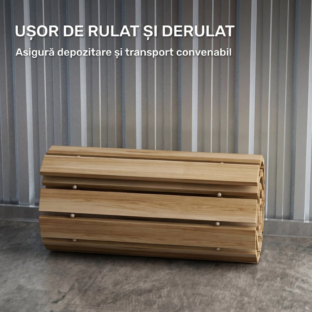 Outsunny Covor de Grădină din Lemn 120 x 38 cm | Cărare Arrotolabilă pentru Spații Exterioare | Covor Decorativ și Rezistent pentru Grădină, Plajă, Nunți sau Petreceri | Aosom Romania