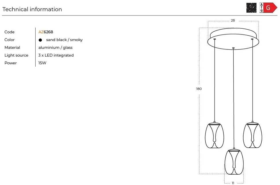 Lustra LED suspendata design modern PAMELA 3 round fumuriu
