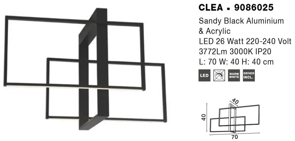 Lustra LED aplicata design modern CLEA negru 26W