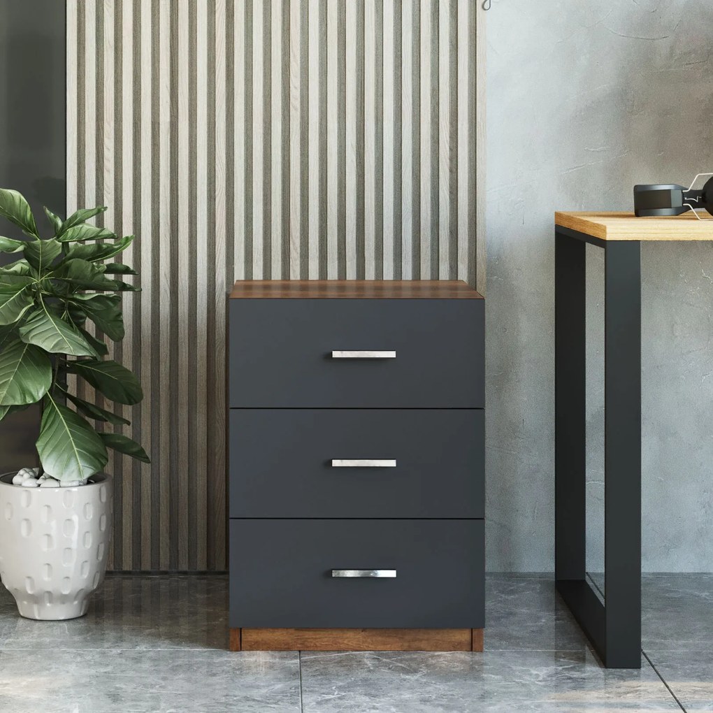 Comodă Vincent 3 (nuc + antracit). 1072627