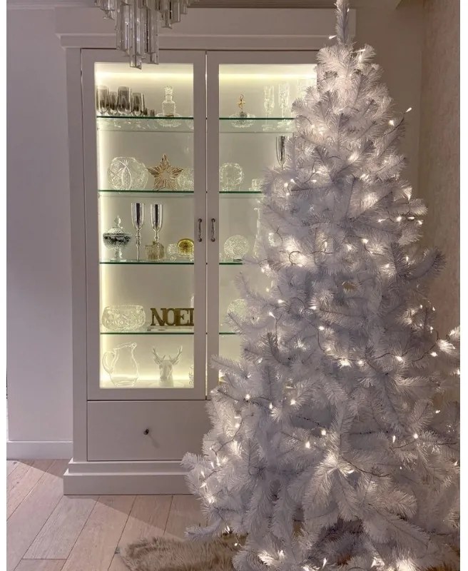 Brad de Crăciun feeric de culoare albă luxoasă 220 cm