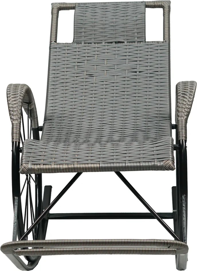 Scaun de balansare, ratan/metal, gri, ROKIN