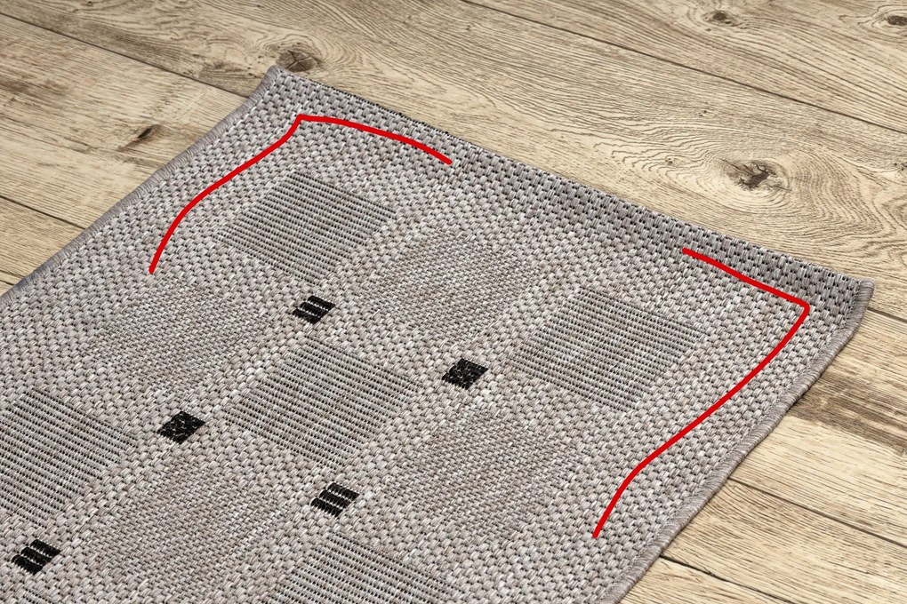 Covor sisal Floorlux 20079 Pătrat argintiu si negru - SECUNDAR-COTATI PRODUSUL