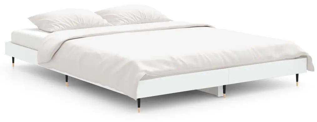 832181 vidaXL Cadru de pat, alb ,135x190 cm, lemn prelucrat